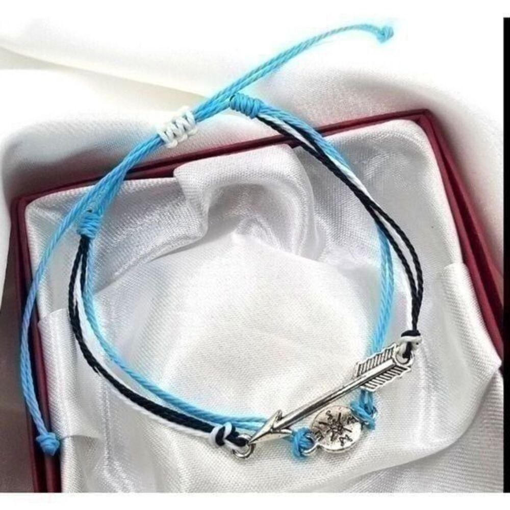 Bohemian Adustible wax weaved coated Rope arrow bracelet.